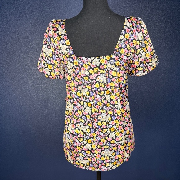 Anthropologie Leifsdottir Multicolor Floral Print Puff Sleeve Blouse, Size 2 - Picture 4 of 9